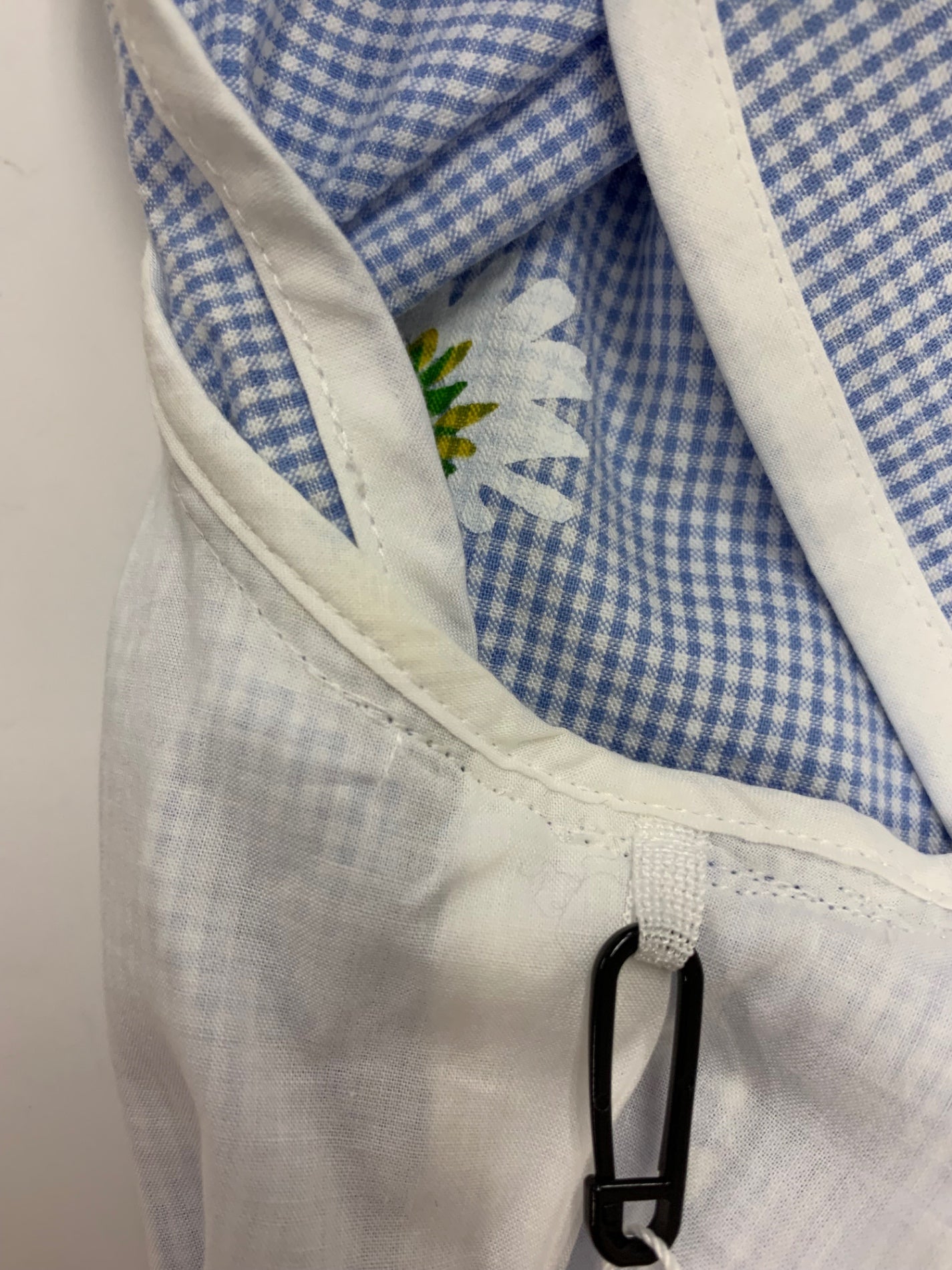 エムズグレイシー 011325 ワンピース 36 ブルー チェック柄 フラワーモチーフ IT1QPR3DTHD0 【SALE】