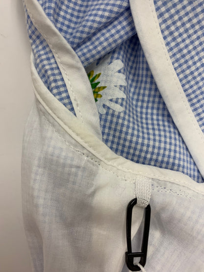 エムズグレイシー 011325 ワンピース 36 ブルー チェック柄 フラワーモチーフ IT1QPR3DTHD0 【SALE】