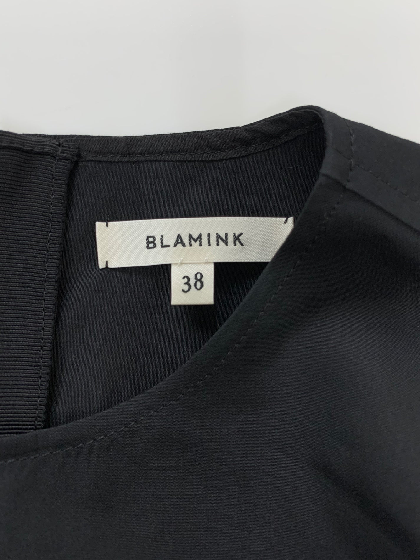 BLAMINK ブラミンク シャツ ブラック 38 クルーネック バックジップ