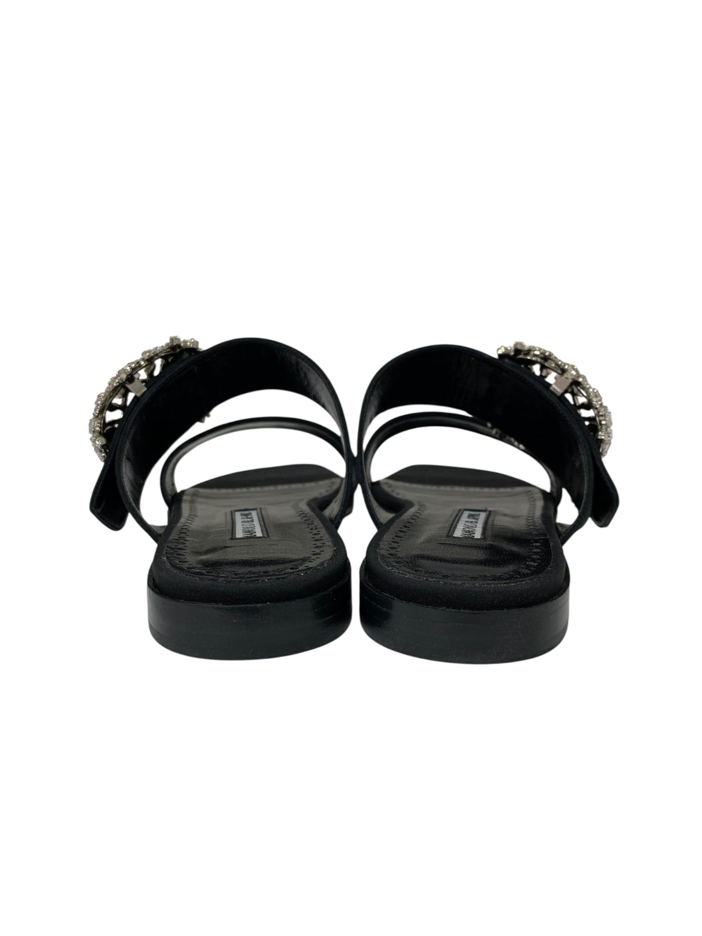 マノロブラニク TITUBAFLAT JEWEL 010 サンダル 38 ブラック ハンギシ IT306KENAM8O