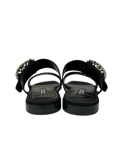 マノロブラニク TITUBAFLAT JEWEL 010 サンダル 38 ブラック ハンギシ IT306KENAM8O