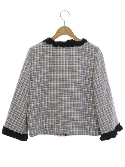 エムズグレイシー リボンフリルツイードジャケット 314310 42 ホワイト/ブラック IT4L86HAG3I0