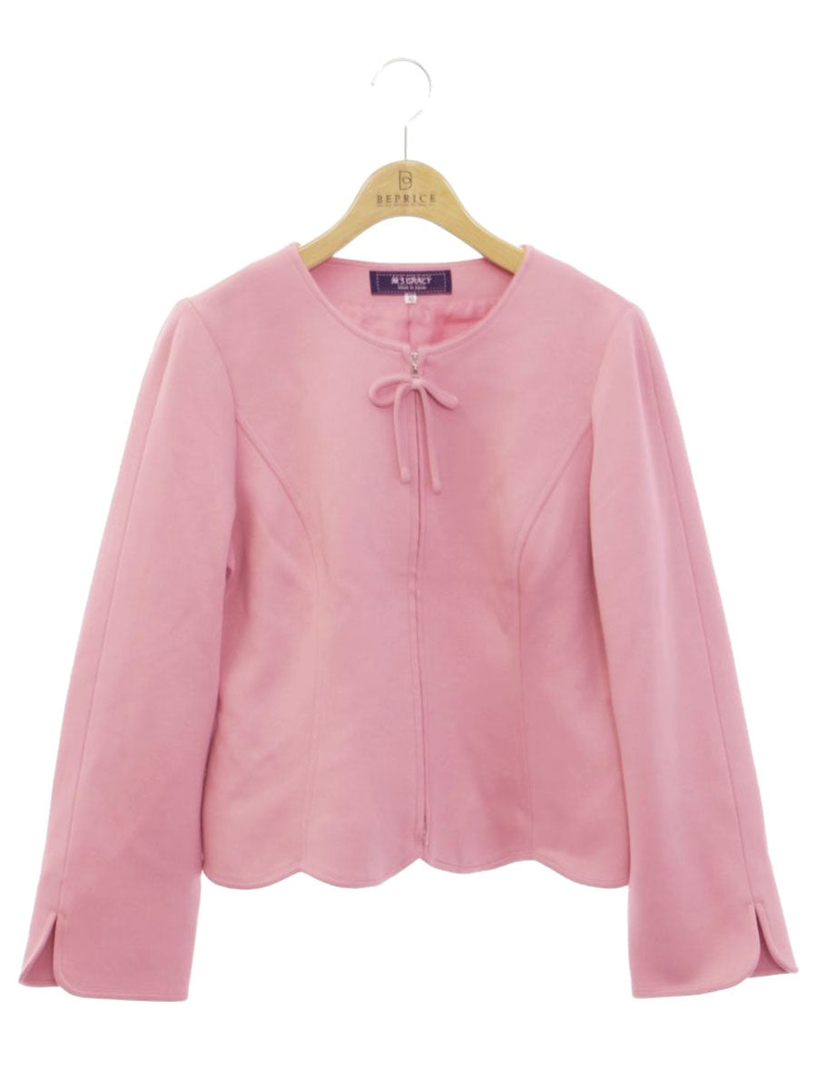 エムズグレイシー 314605 ジャケット 42 ピンク リボンジップ IT3DQN84OIEQ