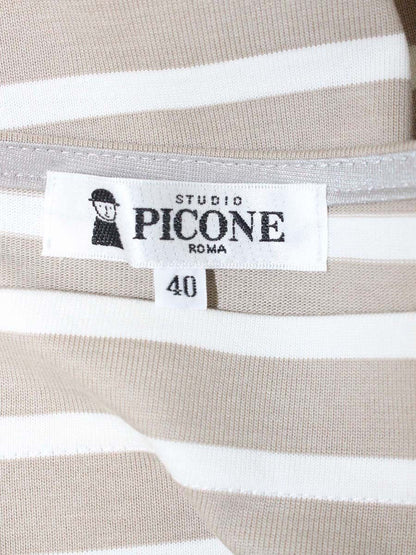 スタジオピッコーネ P959217 ワンピース 40 ベージュ ボーダー ビジュー ワンポイント IT12CE846CDW