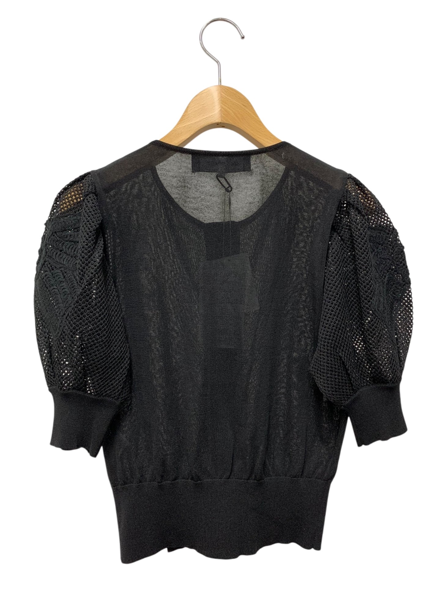 エムズグレイシー 袖モチーフ入り 518324 カーディガン 38 ブラック パフスリーブ ITZG471ZB6Y8