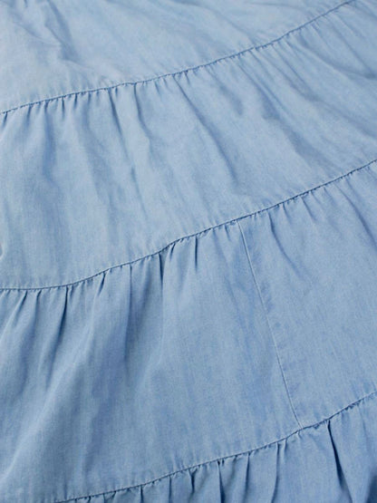 グレースクラス 0220221219 スカート 36 ブルー ティアード IT31DLH7IDUW