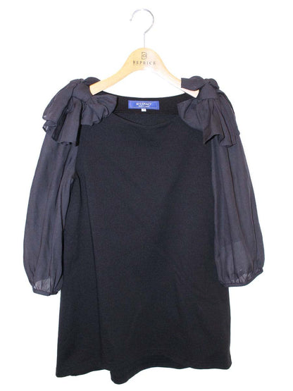 エムズグレイシー 015111 Tシャツ カットソー 38 ブラック オーガンジー ITG55Y7NV6SN