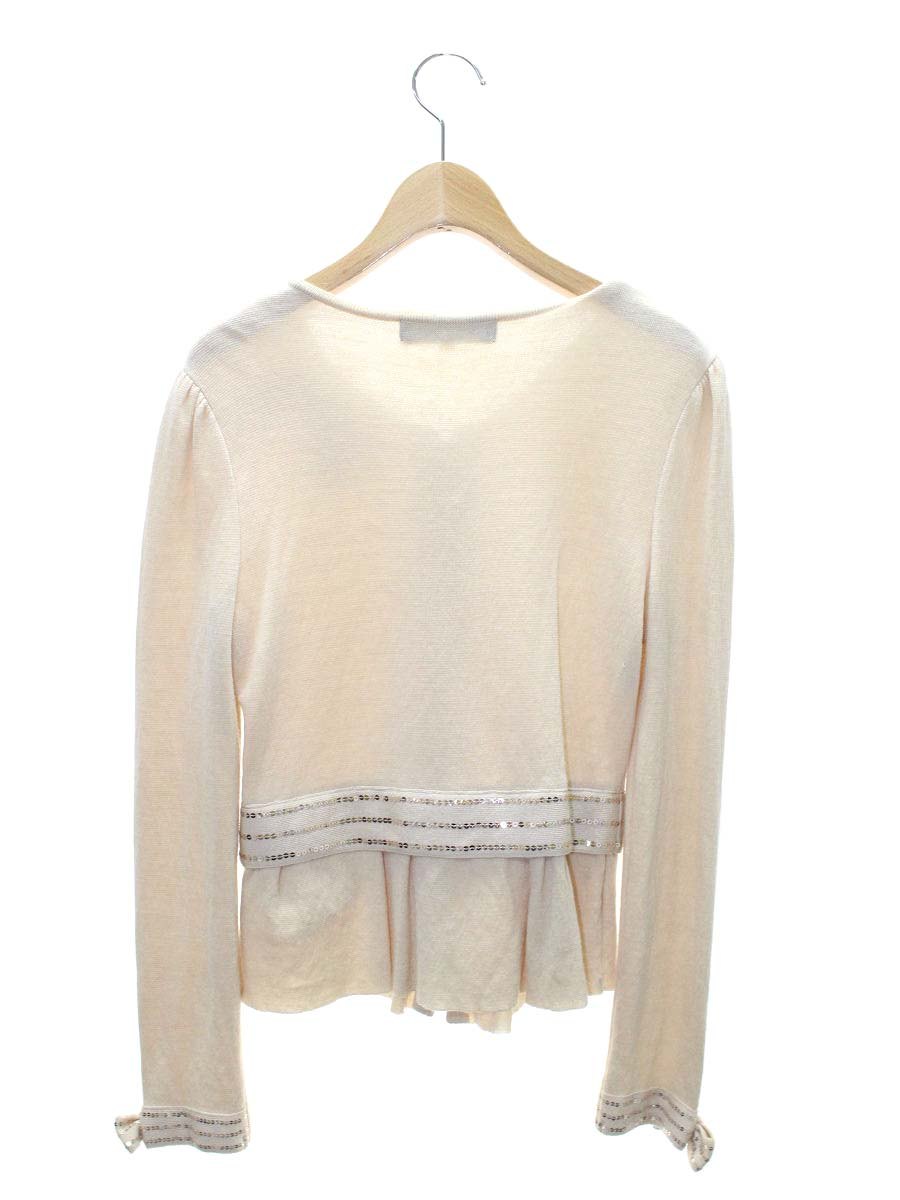 エムズグレイシー 328711 カーディガン 38 ベージュ カメリアジップ スパンコール ITM4SVKQ7H9Y