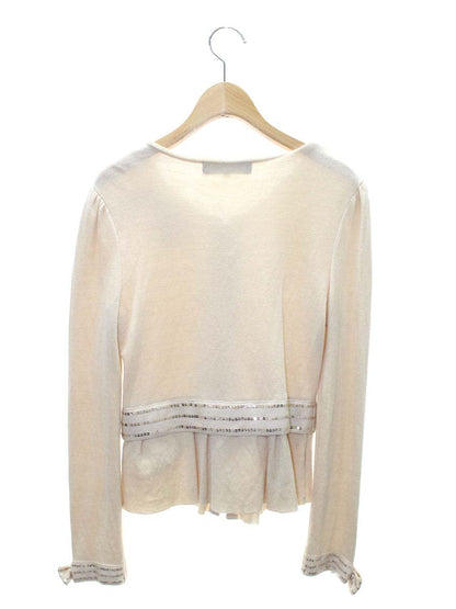 エムズグレイシー 328711 カーディガン 38 ベージュ カメリアジップ スパンコール ITM4SVKQ7H9Y