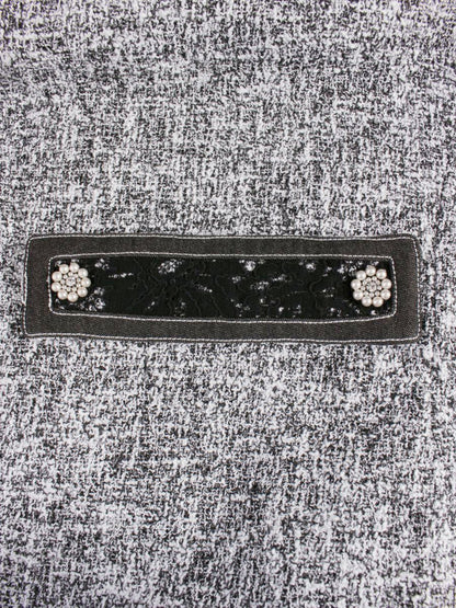 スーパービューティ ワンピース 40 グレー/ホワイト デニム パールワッペン ジップアップ ITII0716P22A