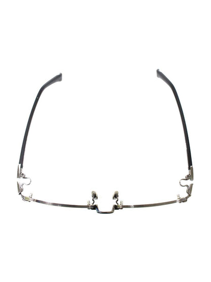 フォーナインズ TW-61T メガネ シルバー/ブラック メタルフレーム ハーフリム スクエア IT5FJX7490HS