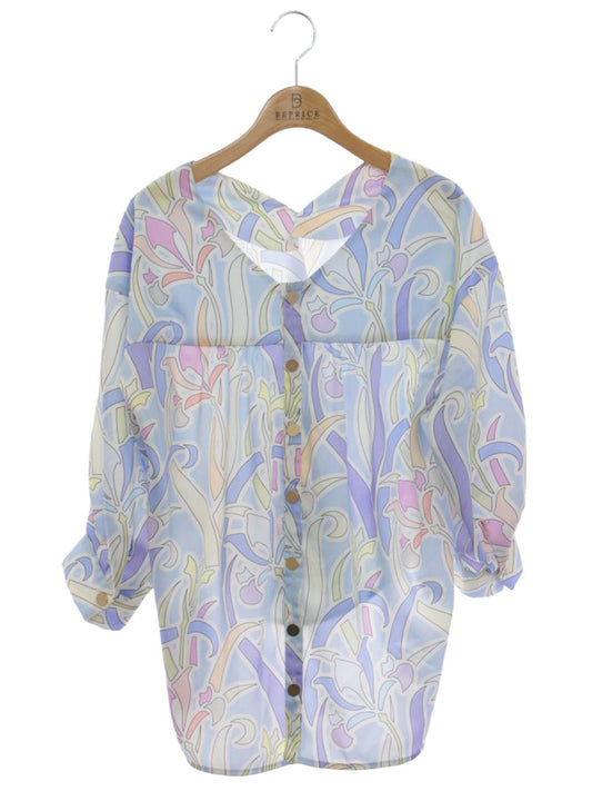 グレースクラス ヌーボーフラワープリントトップ 02231 41082-00 ブラウス 36 ブルー ‘23 ITVMJUUGQYT2 【SALE】