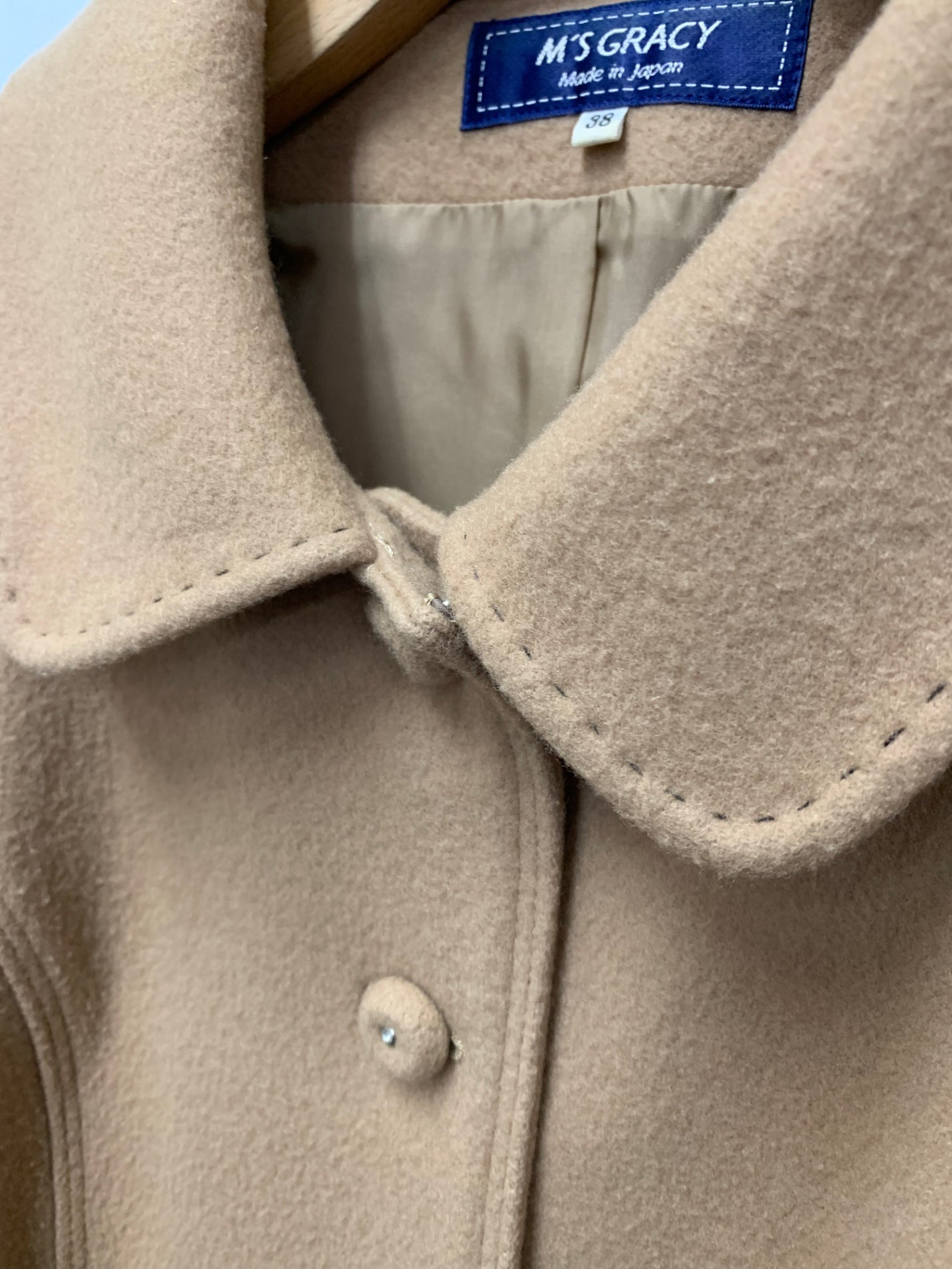 エムズグレイシー Lady Like Coat 819518 コート 38 キャメル ウール ラインストーン キュプラ ITCMTSB0GAZ4