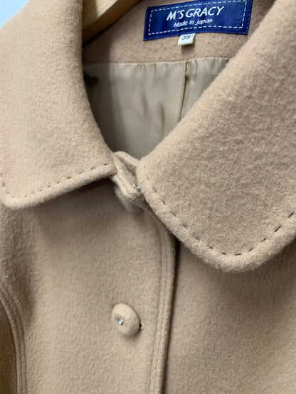 エムズグレイシー Lady Like Coat 819518 コート 38 キャメル ウール ラインストーン キュプラ ITCMTSB0GAZ4