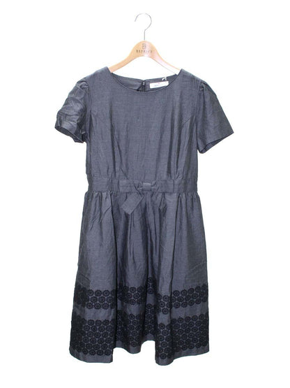 ギャラリービスコンティ 1228067 ワンピース 3 ブラック デニム リボン 花 刺繍 ITX1CD0S0IIO