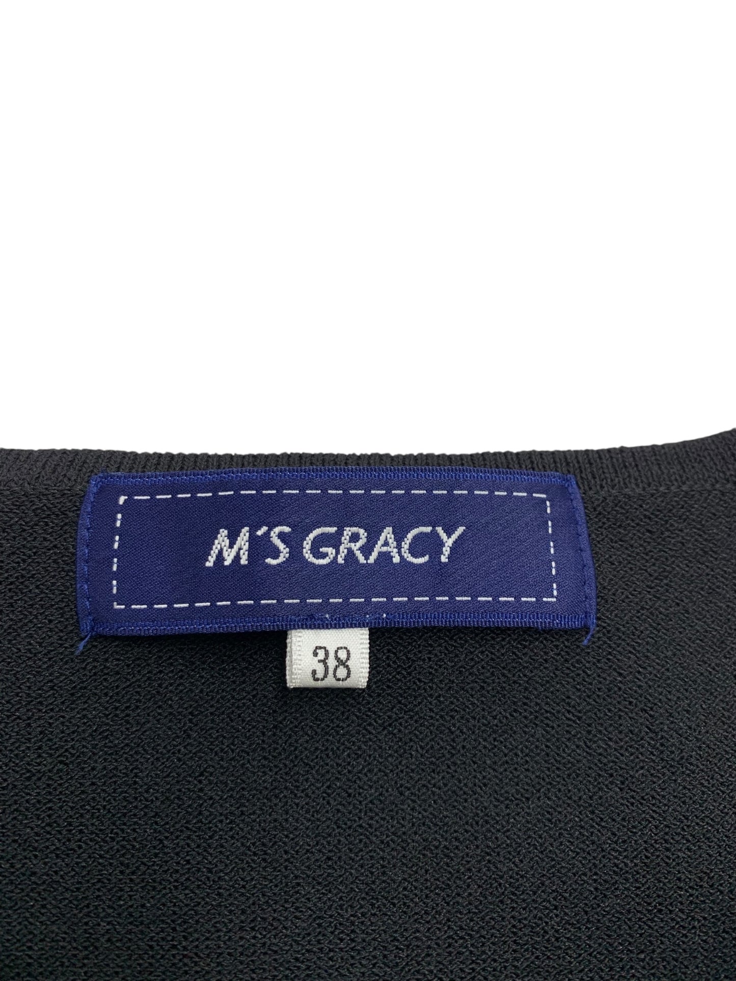 エムズグレイシー 418105 ニット 38 ブラック カメリア リボンブローチ付き ITNBBEWZVHJ4