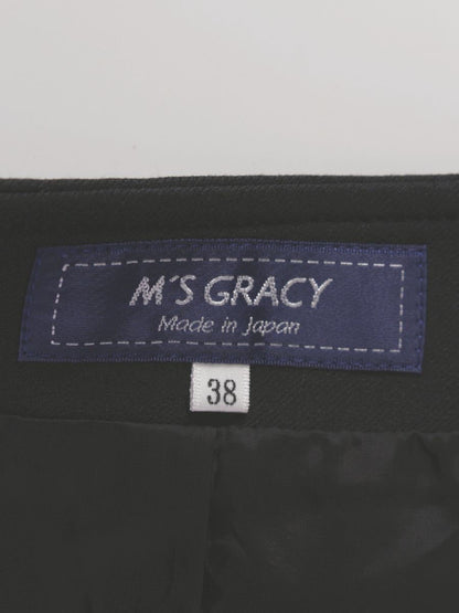 エムズグレイシー 724704 ジャケット 38 ブラック カメリア ジップアップ 袖レース IT8ZHU2FG7C6