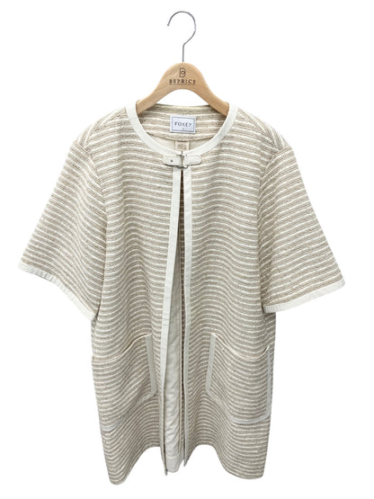 フォクシーブティック コート Mille Feuille 35302 40 ベージュ ツィード 合皮レザー ITDXVA9VYGAN