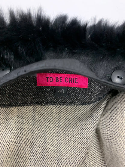 トゥービーシック W5E01-408-09 デニムジャケット 40 ブラック スパンコール ラビットファー付き ITL2N4GH7MDG