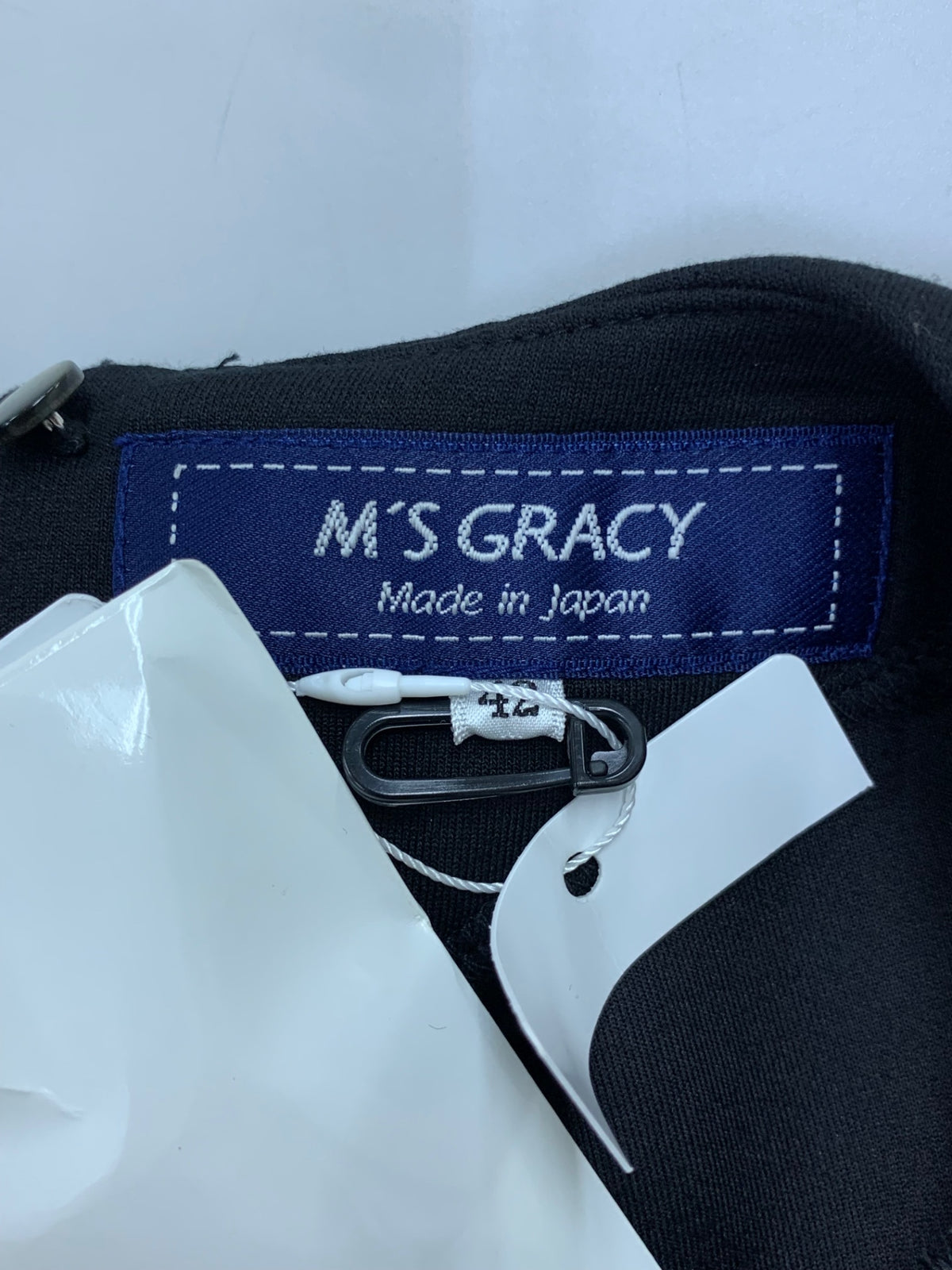エムズグレイシー 511707 ワンピース 42 ブラック 異素材 切替 ドット柄 ITAD5NIJM16G
