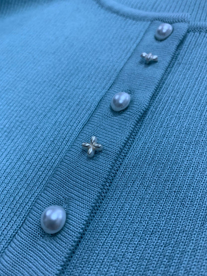 ルネ 6332200 カーディガン 36 ブルー パールボタン ITXOCHJZ1BWW
