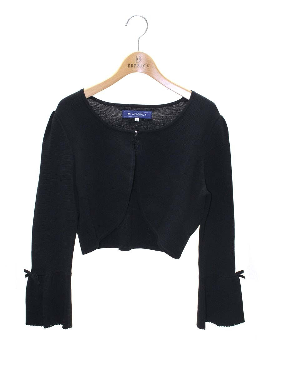 (新品　未使用) M'S GRACY 半袖ニットカーディガン 40 黒　今春購入 M'S GRACY（エムズグレイシー） ニットカーディガン 40 ブラック