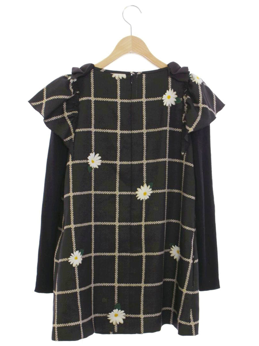 エムズグレイシー 010516 チュニック 40 ブラック チェックxデイジープリントチュニック ITXB6V7N9D5O