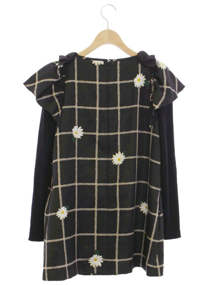 エムズグレイシー 010516 チュニック 40 ブラック チェックxデイジープリントチュニック ITXB6V7N9D5O
