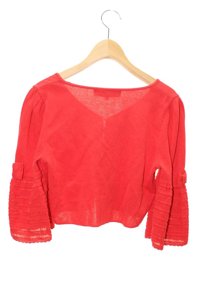 エムズグレイシー 528309 カーディガン 38 レッド リボン フリル ストーン ITRLJC5CS6TK