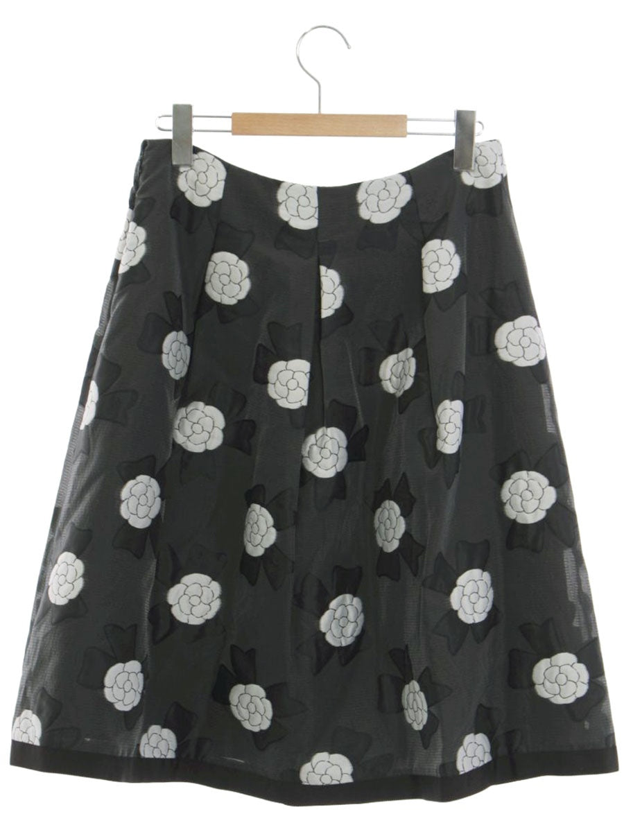 エムズグレイシー 817114 スカート 42 グレー チャコール カメリア柄