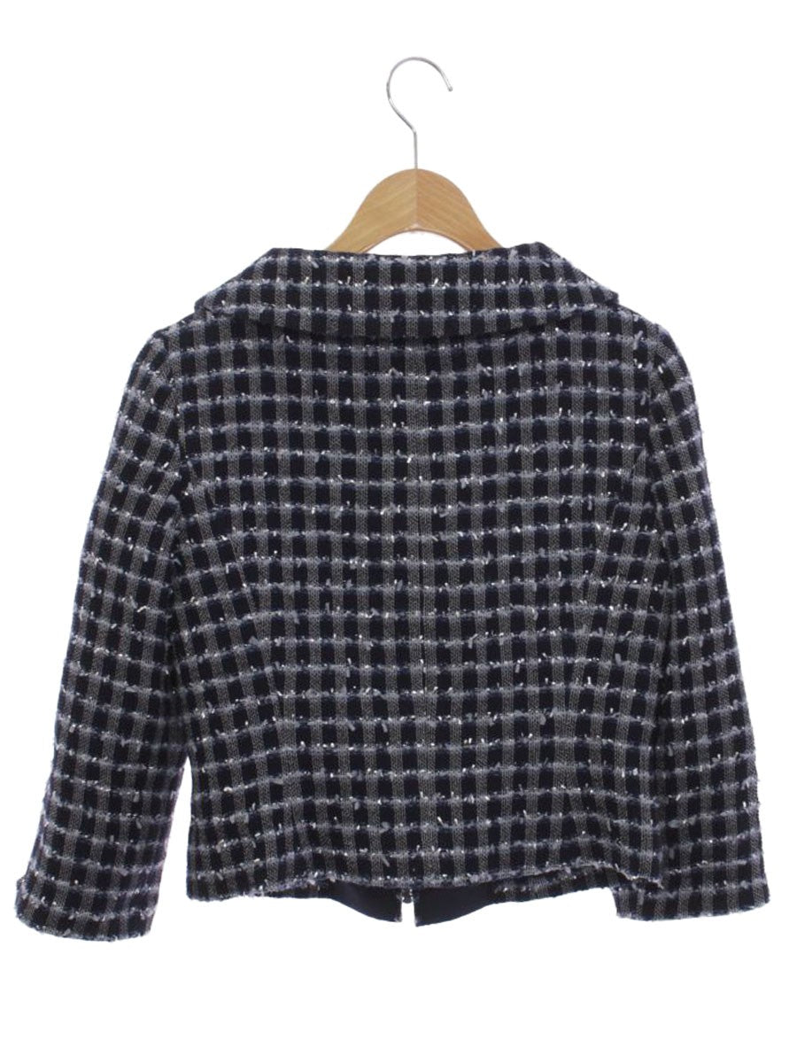 エムズグレイシー 624120 ジャケット 38 ネイビー ジップアップ ツイード調 ITPZQFG7V8MM