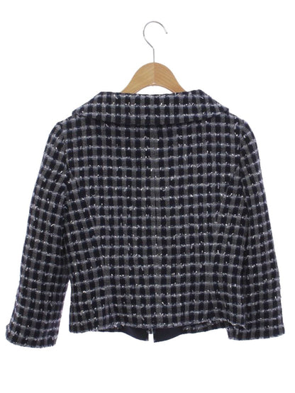 エムズグレイシー 624120 ジャケット 38 ネイビー ジップアップ ツイード調 ITPZQFG7V8MM