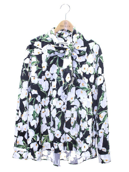 タロウホリウチ 1703-SH05-803 シャツ ブラウス 2 ブラック フラワーモチーフ ITLXOD77U67O