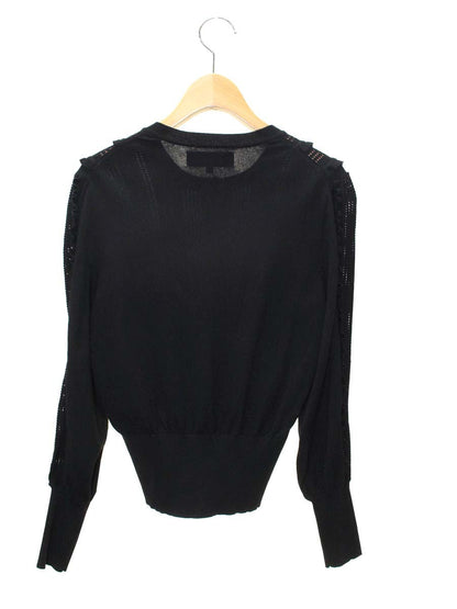 エムズグレイシー 118111 カーディガン 38 ブラック フリル パール ITYRX3L27AXO