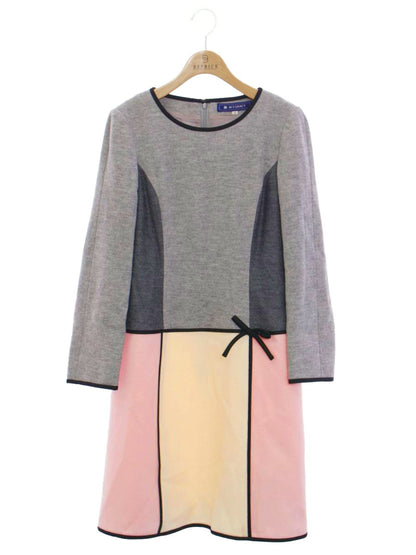 エムズグレイシー 521550 ワンピース 42 グレー ウール バイカラー IT4GA7RFOL4G