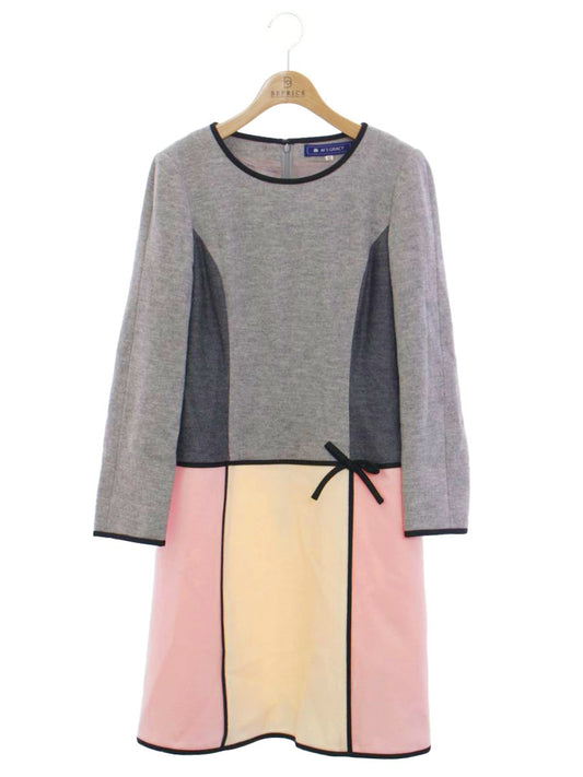 エムズグレイシー 521550 ワンピース 42 グレー ウール バイカラー IT4GA7RFOL4G