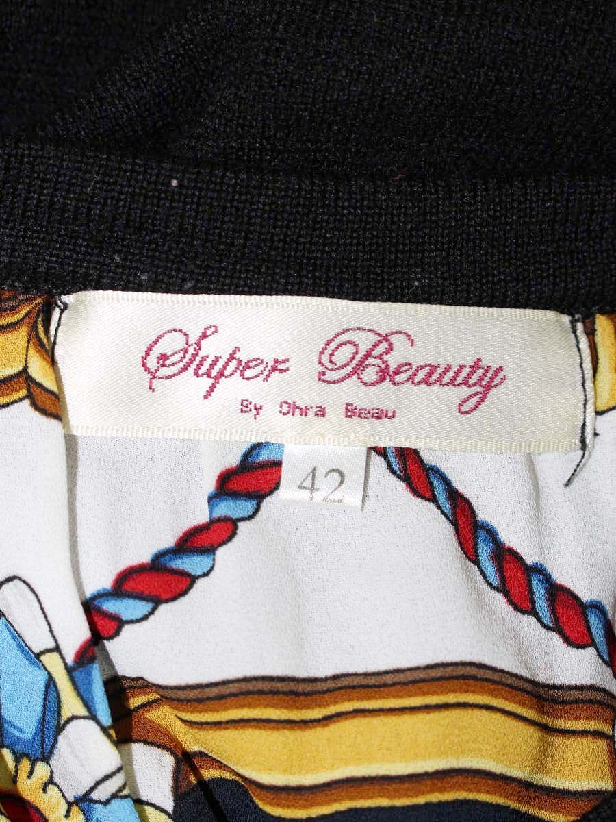 スーパービューティー カーディガン 42 ブラック ビジュー 刺繍 マルチカラーボタン IT70M2X11LUO