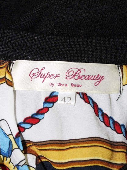 スーパービューティー カーディガン 42 ブラック ビジュー 刺繍 マルチカラーボタン IT70M2X11LUO