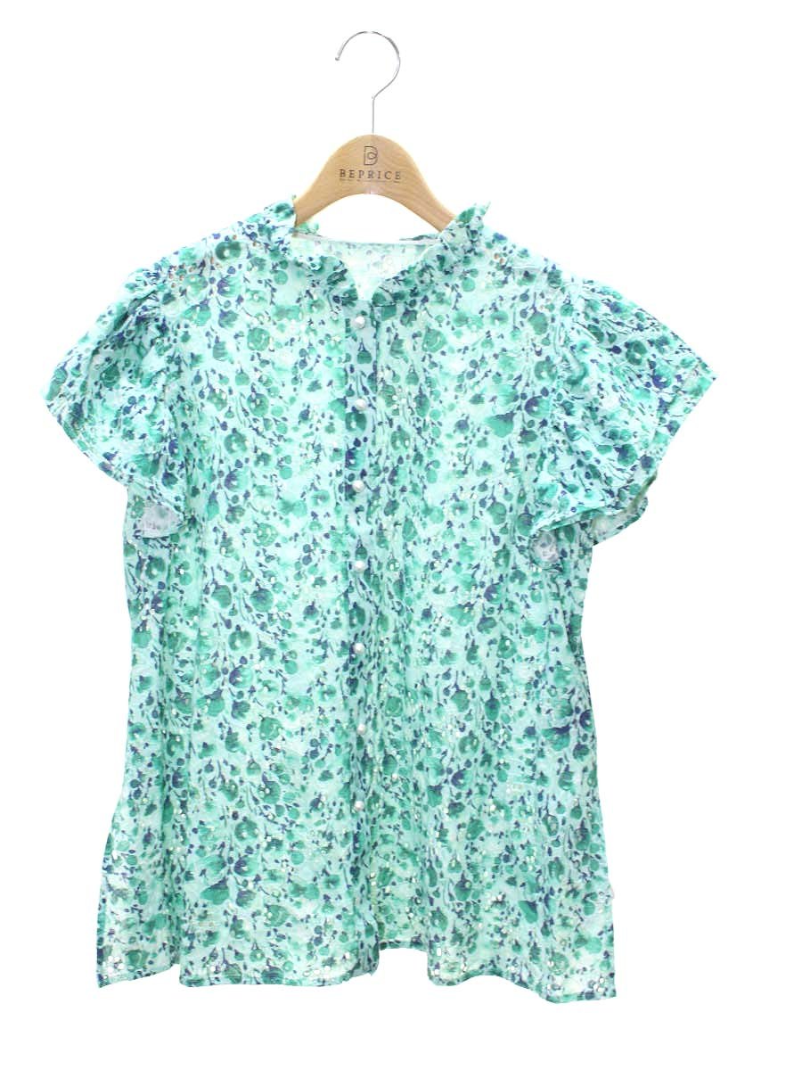 ルネ 6221330 シャツ 36 グリーン TISSUE パールビジューボタン ITR5VBSDZUX4