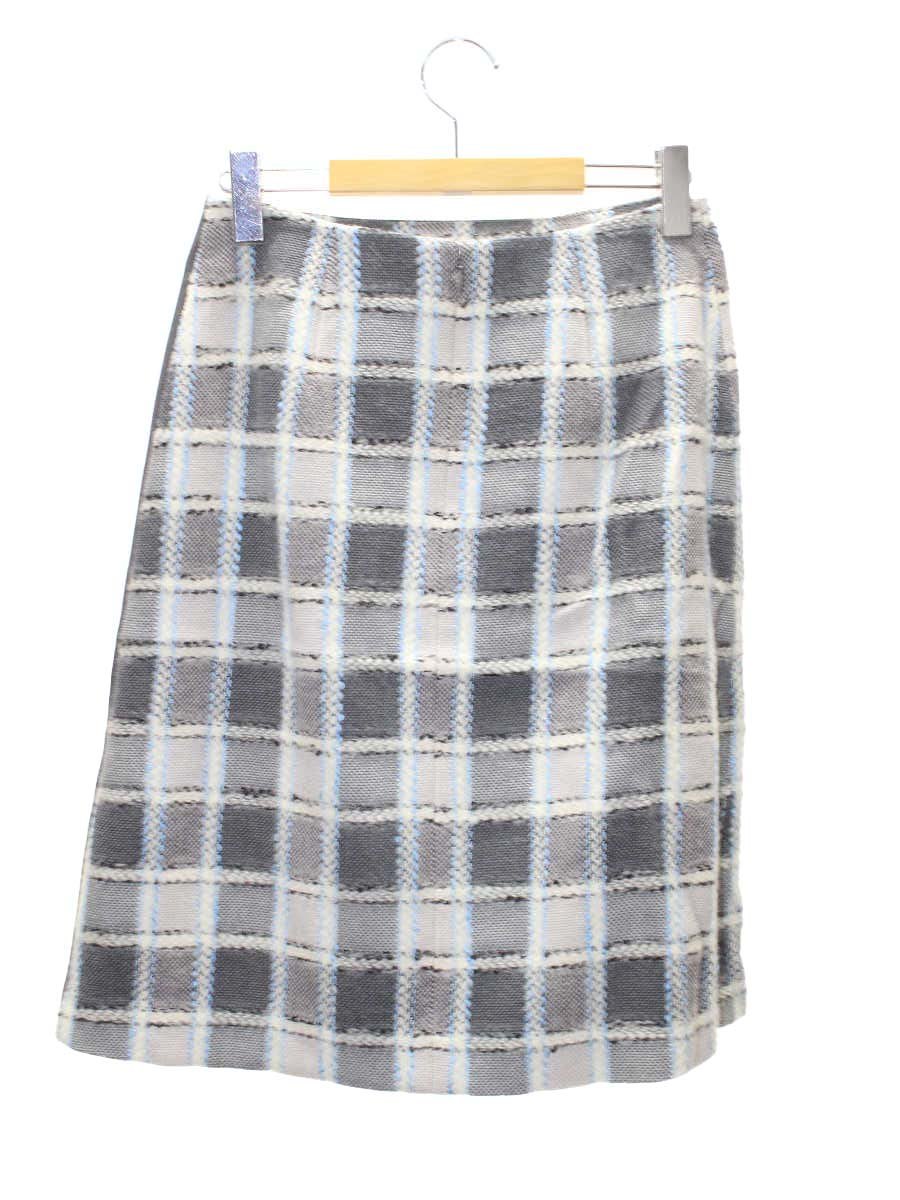 エムズグレイシー 917708 スカート 38 グレー ラップスカート風 チェック ツイード ITI89ZPQTBDQ