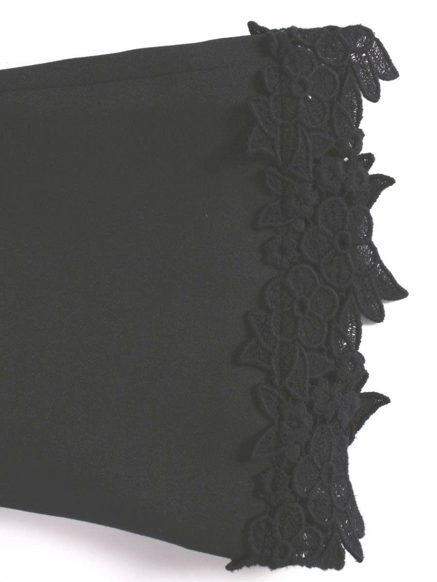 エムズグレイシー 724704 ジャケット 38 ブラック カメリア ジップアップ 袖レース IT8ZHU2FG7C6