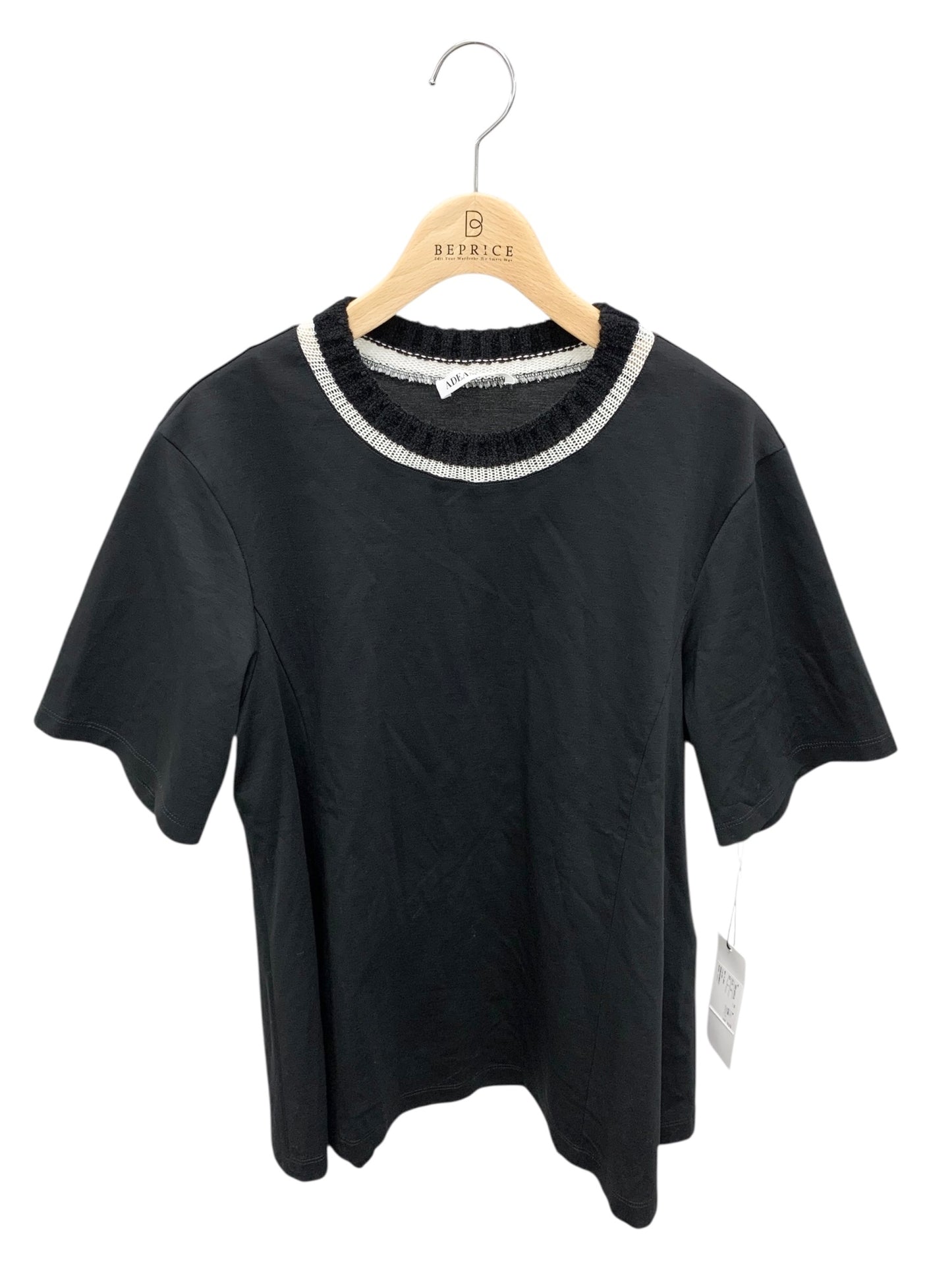 アディアム 44858 カットソー S ブラック ネック素材切替 ITVCCY94N03K