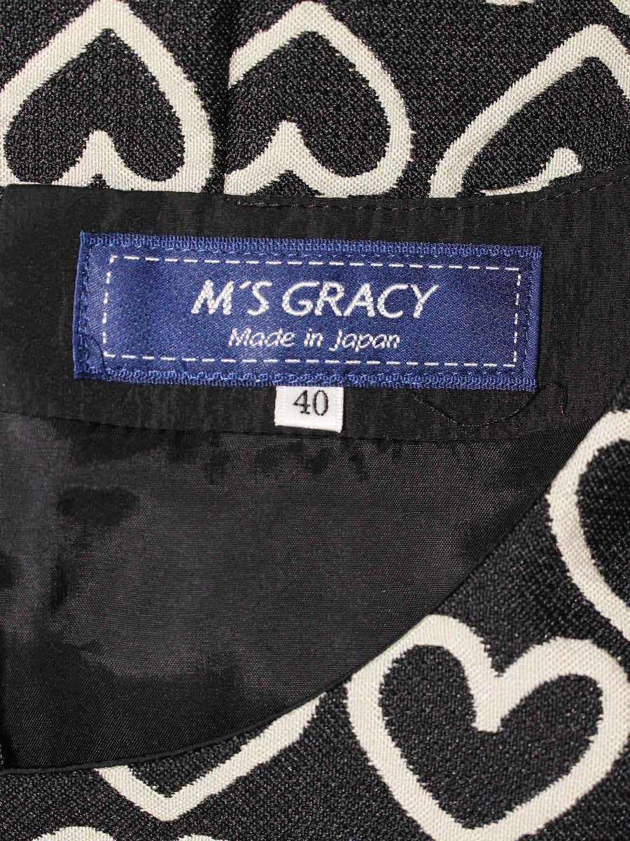 エムズグレイシー 811503 ワンピース 40 ブラック ハートモチーフ リボン IT70IXMJ71LM