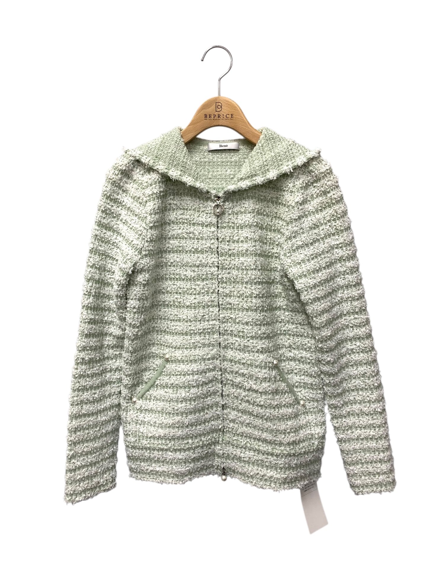ルネ 6212340 パーカー 34 グリーン ツイード調 フーディ ジップアップ ITNAHCDOX3CO