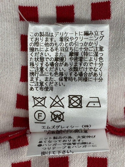 エムズグレイシー フィット＆フレアニットワンピース 018338 36 レッド リボン IT76JG7GM4UG