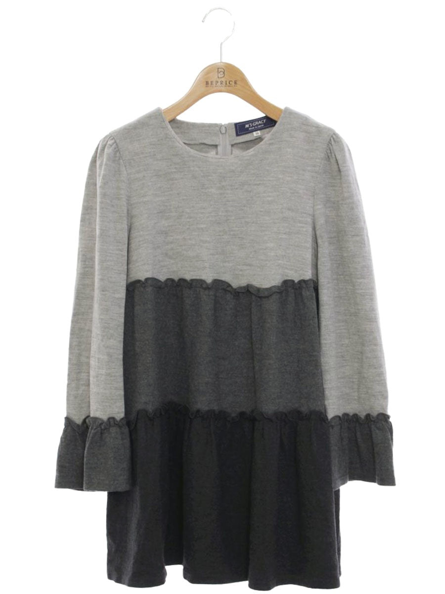 エムズグレイシー 015513 トップス 38 グレー フリル リボン ITN242H7R468