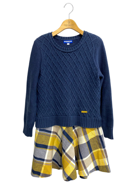 バーバリーブルーレーベル E1J60-103-60 ワンピース 38 ネイビー 切替 ニット チェック柄 ITPAKK32LKXS