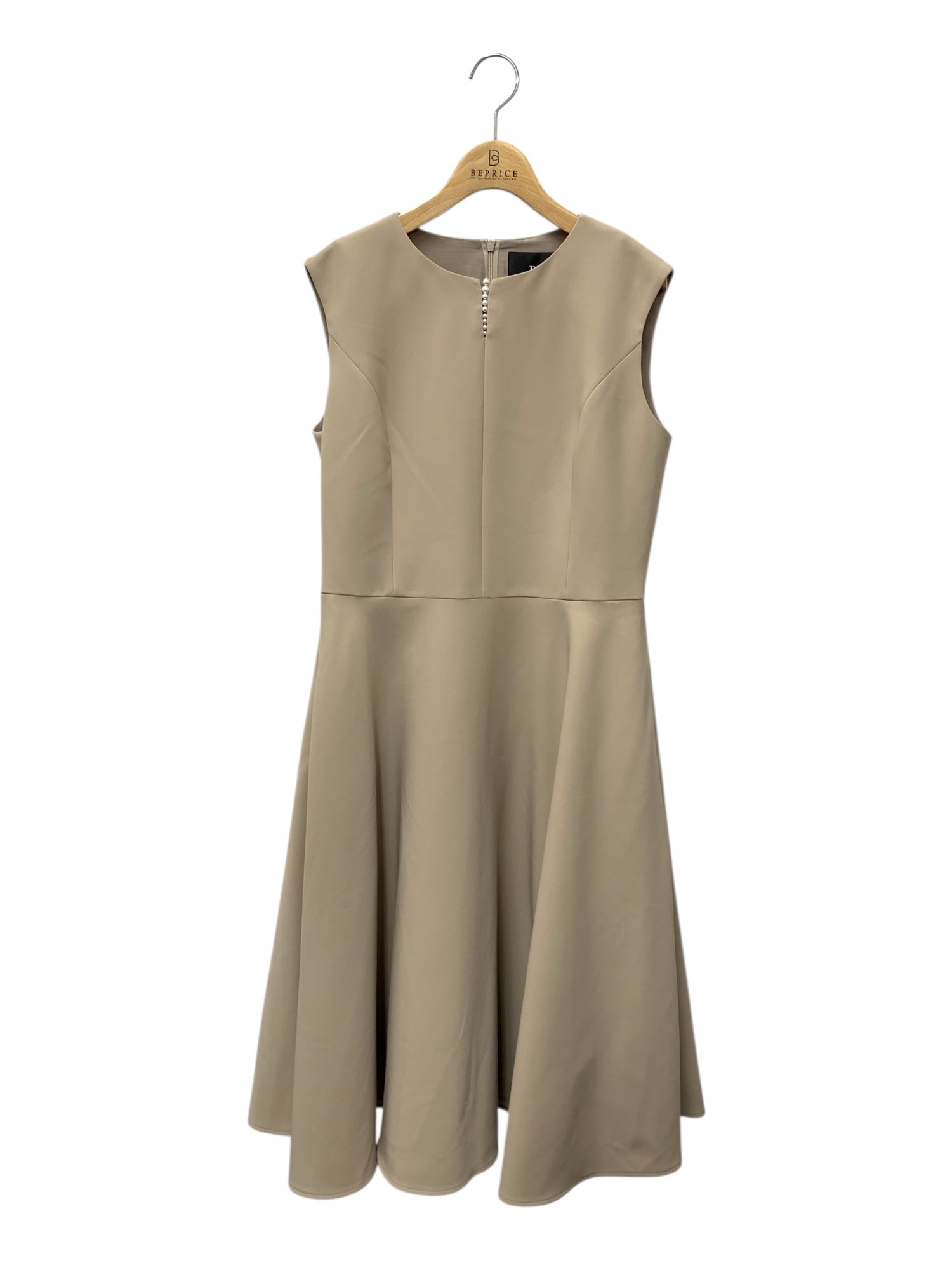 ルネ 5546170 ワンピース 38 ベージュ パール ビジュー タックフレア