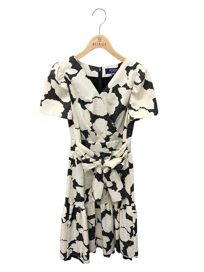 エムズグレイシー ローズプリントカシュクールドレス 011329 ワンピース 38 ベージュ ブラック フラワーモチーフ ITQH5URF4ZCG