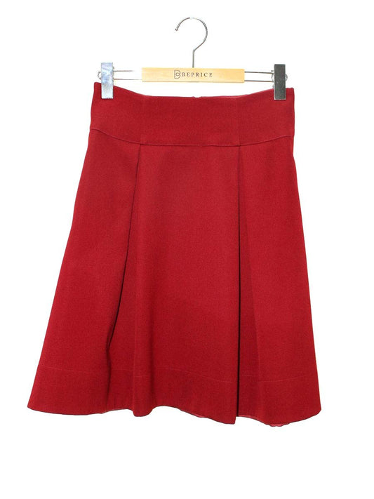 エムズグレイシー 627706 スカート 36 レッド タック フレア ウール混 IT97Q8B8A51N